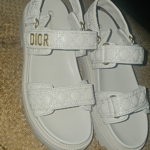 Dior Quilted Cream Sandals - Picture 1 of 1